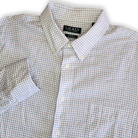 Lauren Ralph Lauren Other - Ralph Lauren Mens XL Stretch L/S Button Down Shirt Blue‎ Red Graph Paper Check